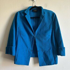 Akris Sz 14 Blue Textured Hook Closure Business Career Blazer